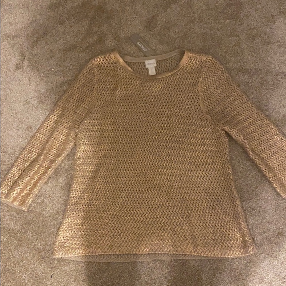 Chico’s Gold 3/4 Sleeve Sweater